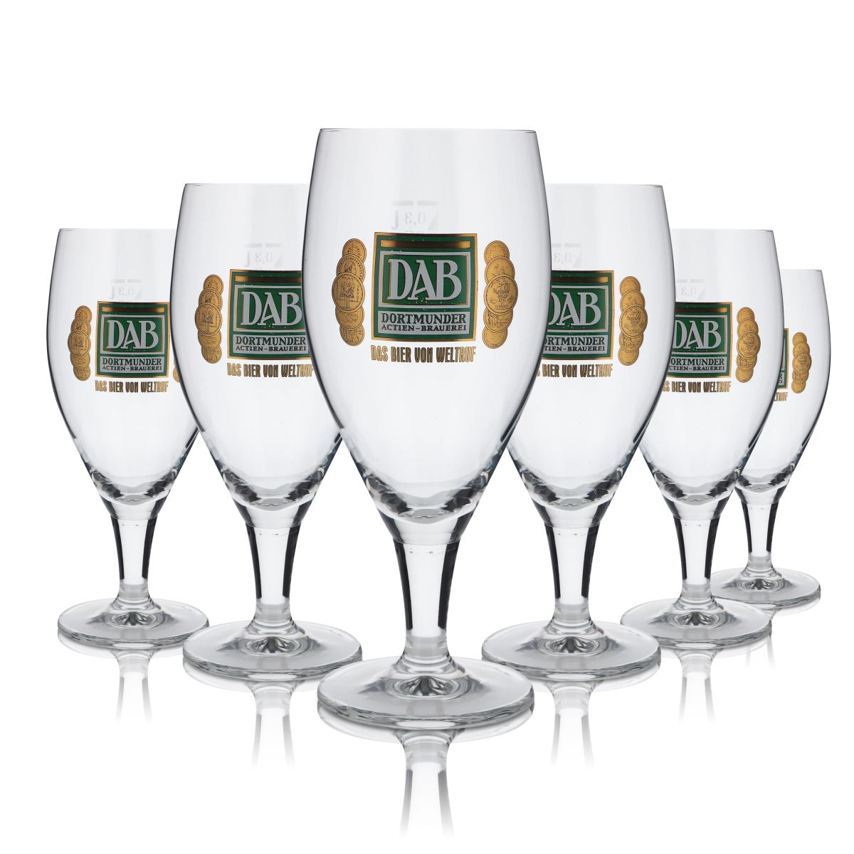 6 bicchieri DAB in vetro da 0,3 l, forma a tulipano, birra Dortmunder Aktien Brauerei, set