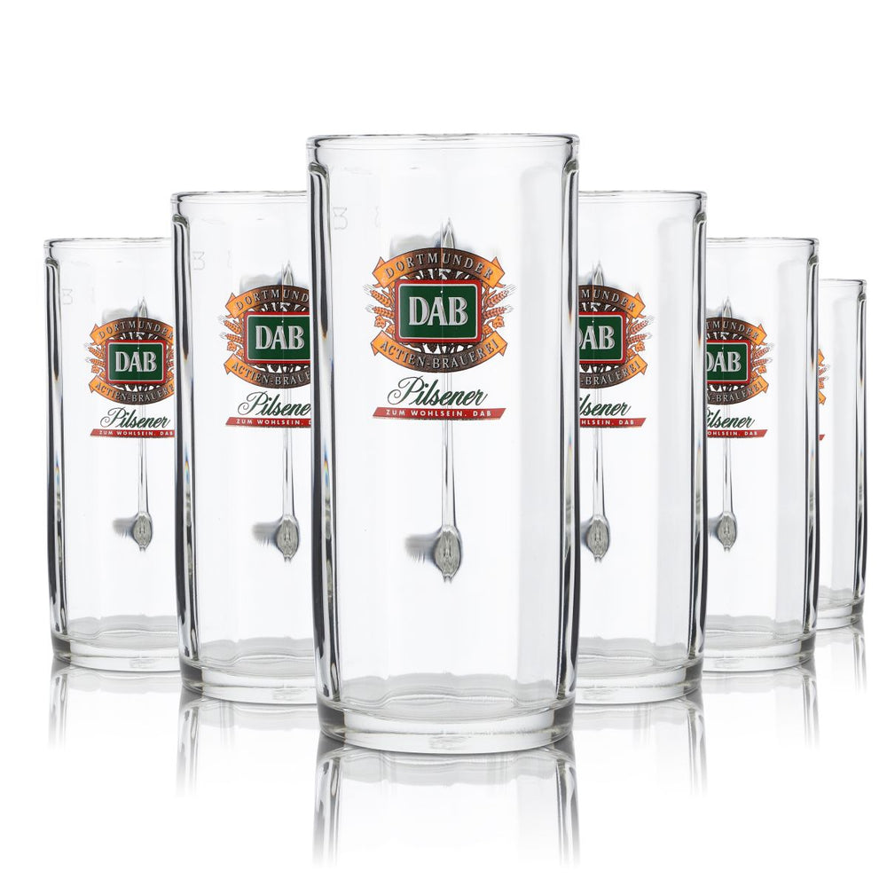 6x bicchieri in vetro DAB Dortmunder Aktien Brauerei 0,3 l Set di bicchieri da birra Pilsener