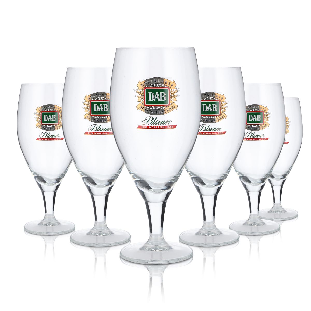 6x DAB Bicchiere in vetro Dortmunder Aktien Brauerei Bicchiere da birra 0,4 l Set di bicchieri Pilsener Pokal