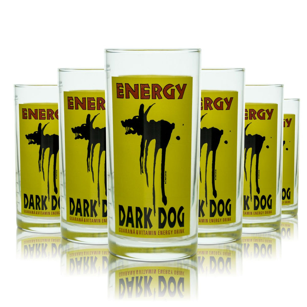 6 bicchieri Dark Dog in vetro da 0,25 l Bicchieri da long drink Bicchieri da bevanda Energy Drink