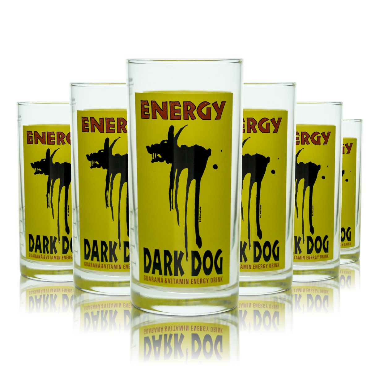 6 bicchieri Dark Dog in vetro da 0,25 l Bicchieri da long drink Bicchieri da bevanda Energy Drink