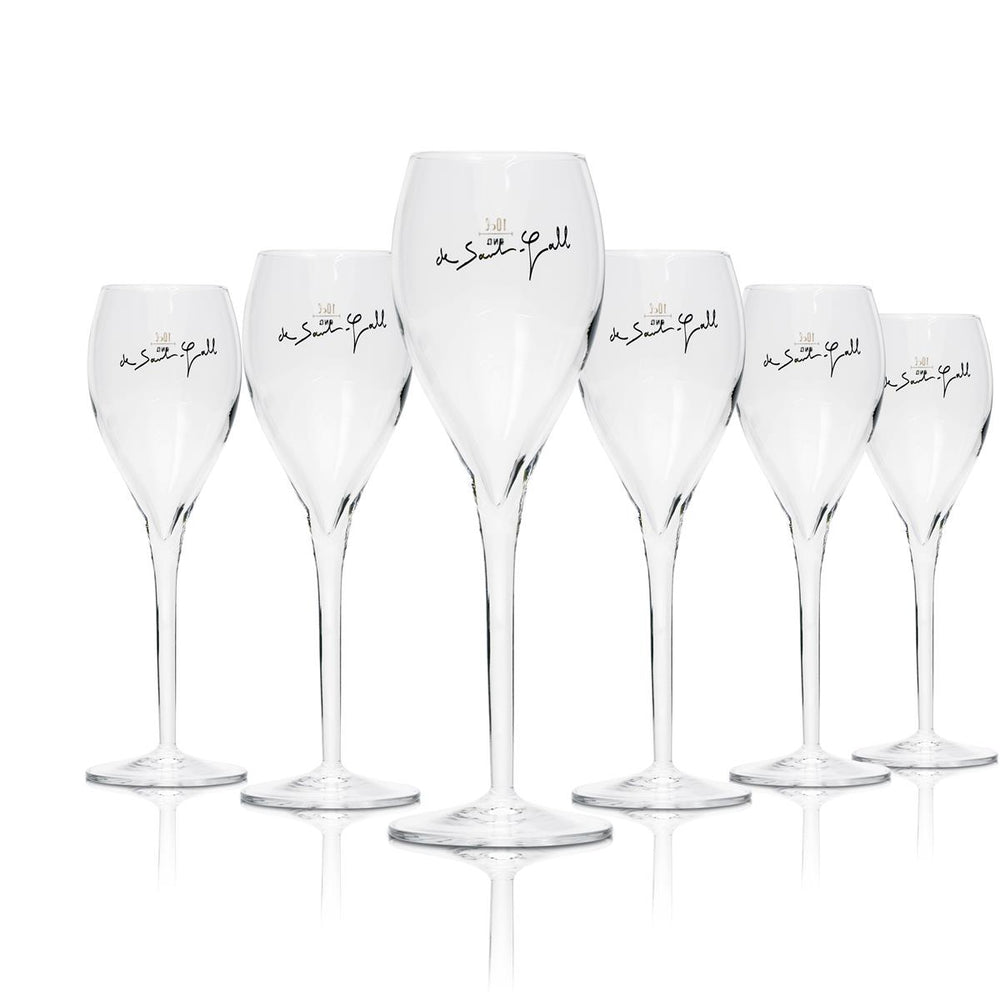 6 flûte da champagne De Saint Gall con scritta dorata