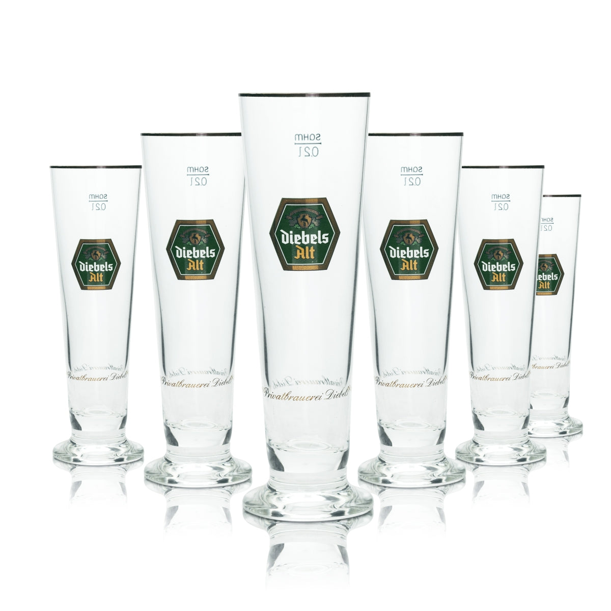6x bicchiere da birra Diebels Alt 0,2 l, forma a calice, bicchieri da birra Sahm Pils, esportazione, forma a tulipano, calice