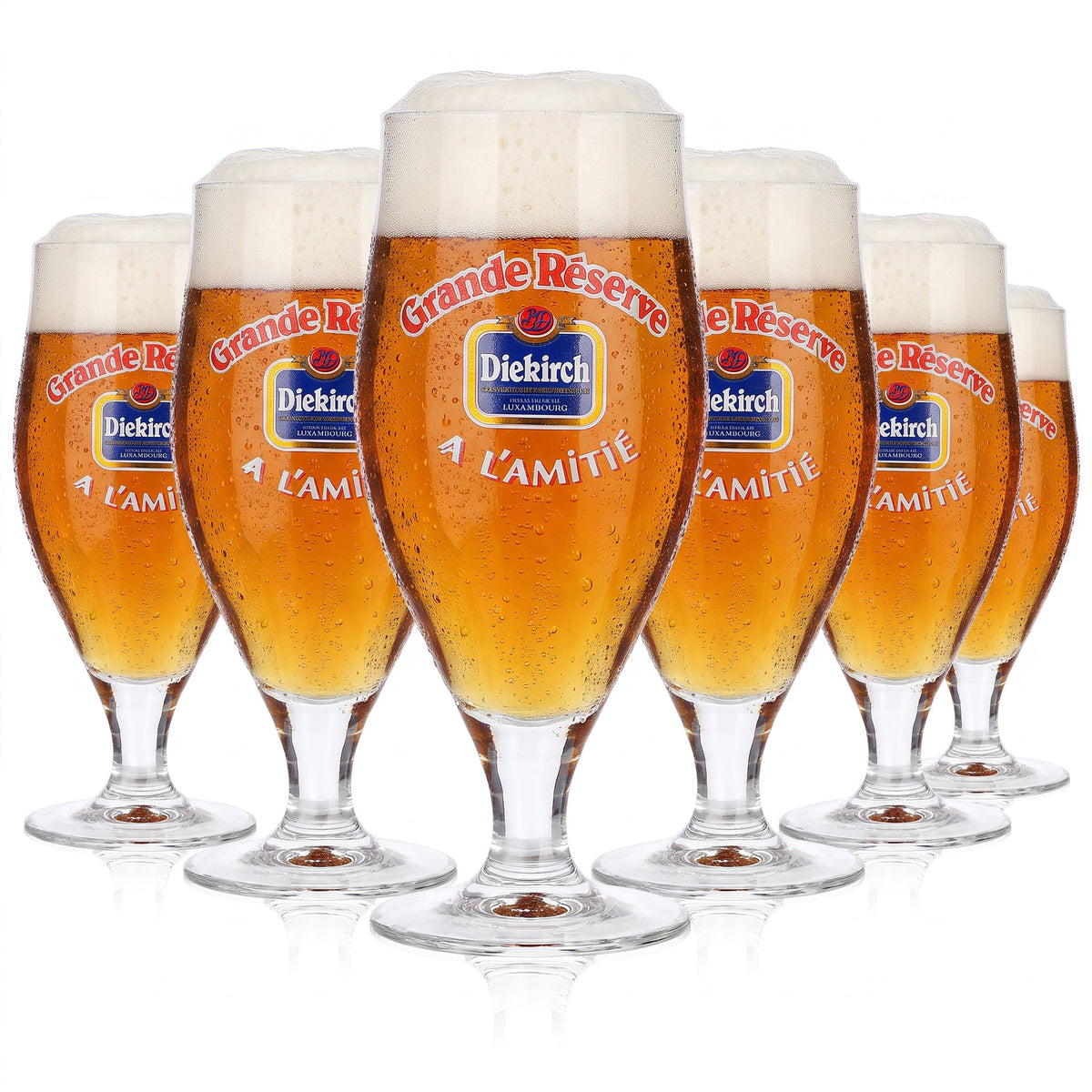 6 bicchieri da birra Diekirch da 0,25 l, modello "Grande Reserve A L'amitié Brauner" (set da 6)