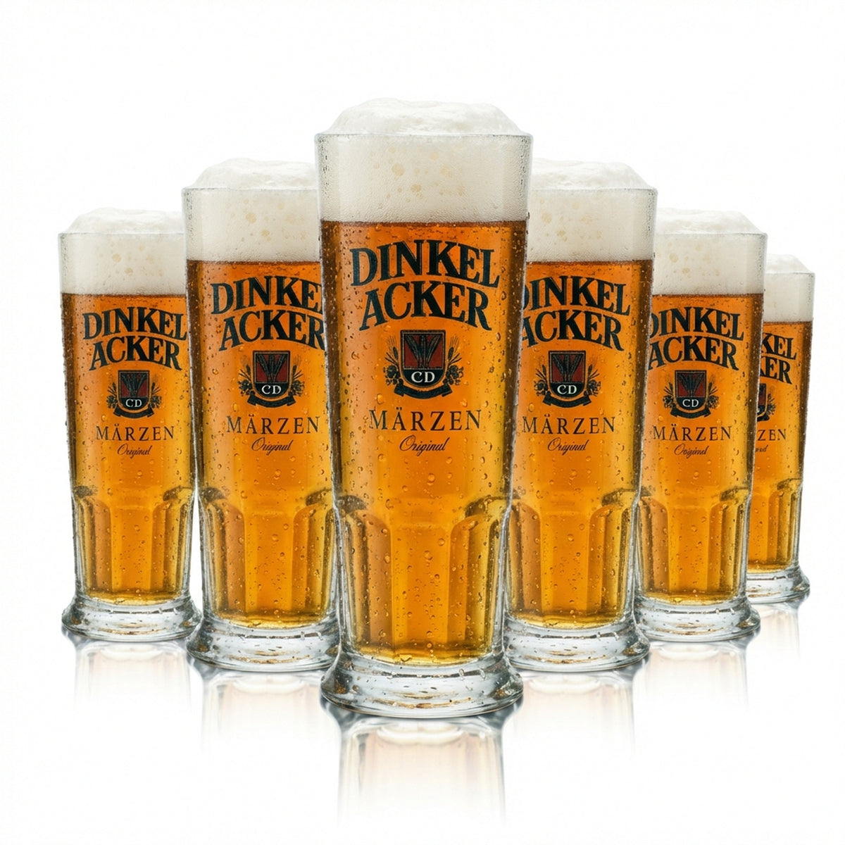 6 bicchieri da birra in vetro 0,25 l con manico e tappo in sughero, serie "Dinkel Acker" (campo di farro), birra Märzen Habsburg Sahm Seidel Henkel