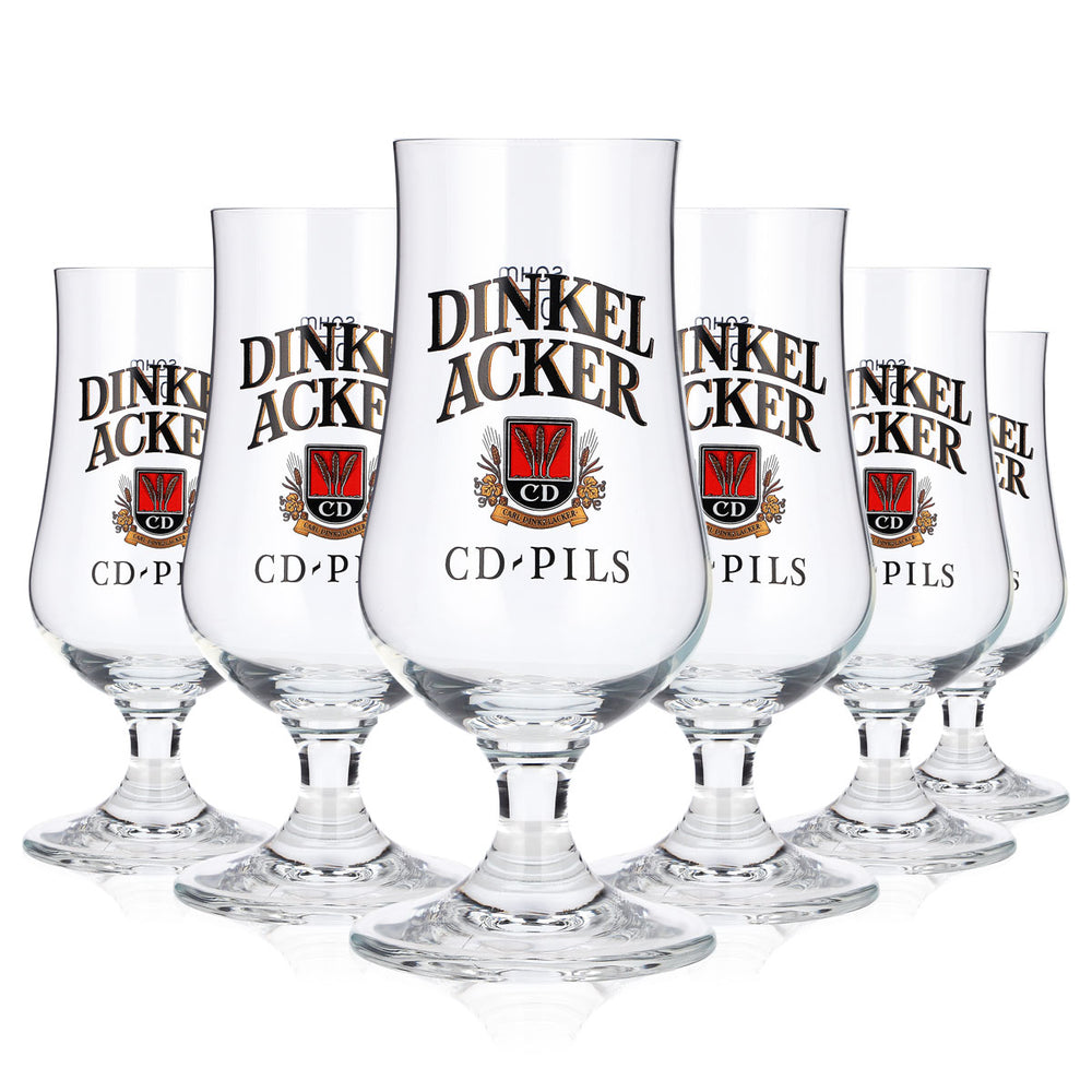 6 bicchieri da birra "Dinkel Acker" da 0,2 l, modello a tulipano, CD-Pils, bicchieri da birra a coppa