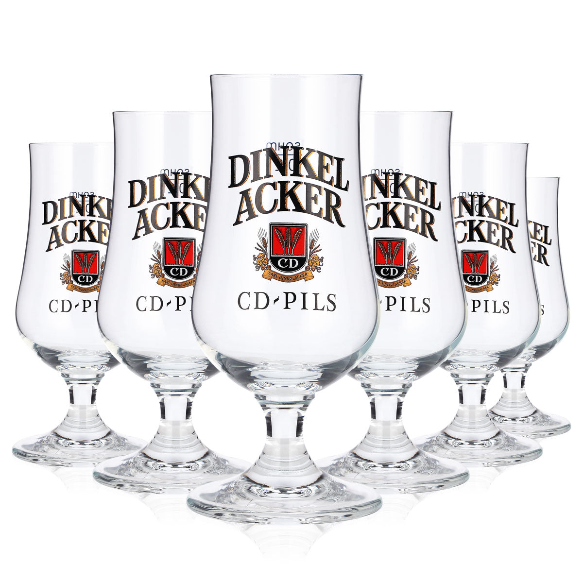 6 bicchieri da birra "Dinkel Acker" da 0,2 l, modello a tulipano, CD-Pils, bicchieri da birra a coppa