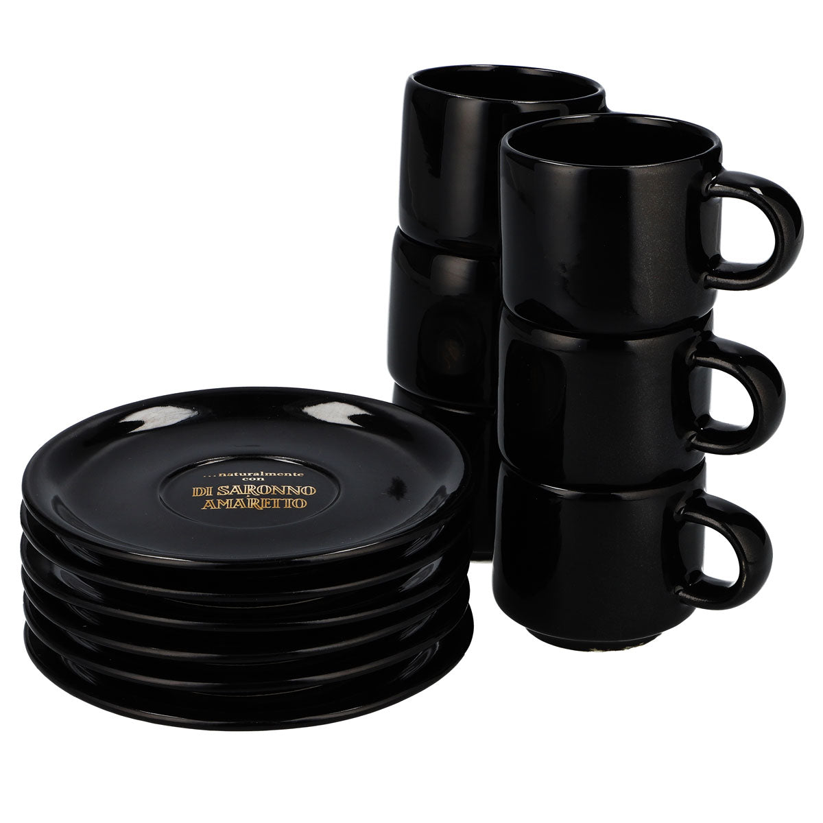6 bicchieri da liquore Disaronno da 0,07 l con piattino, in ceramica (set da 6) – Vista 4