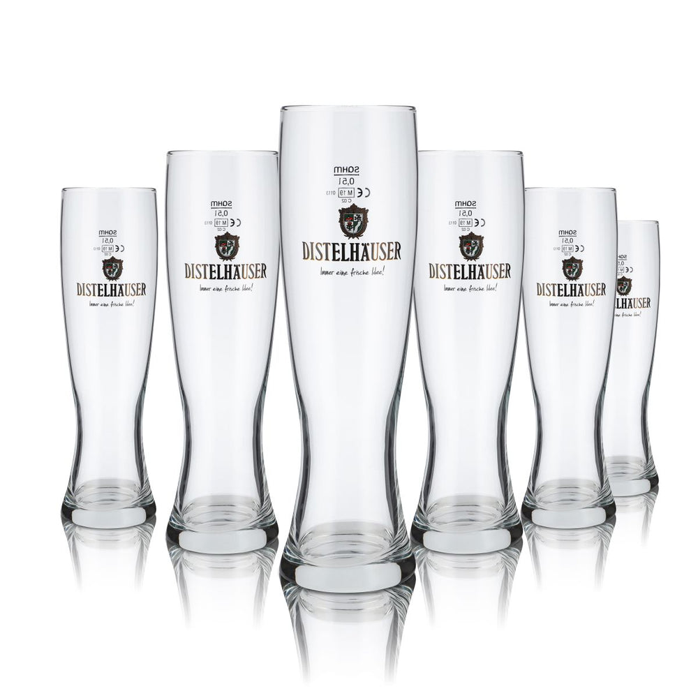 6 bicchieri Distelhäuser da 0,5 l Set di bicchieri da birra bianca Hefeweizen Brauerei Gastro