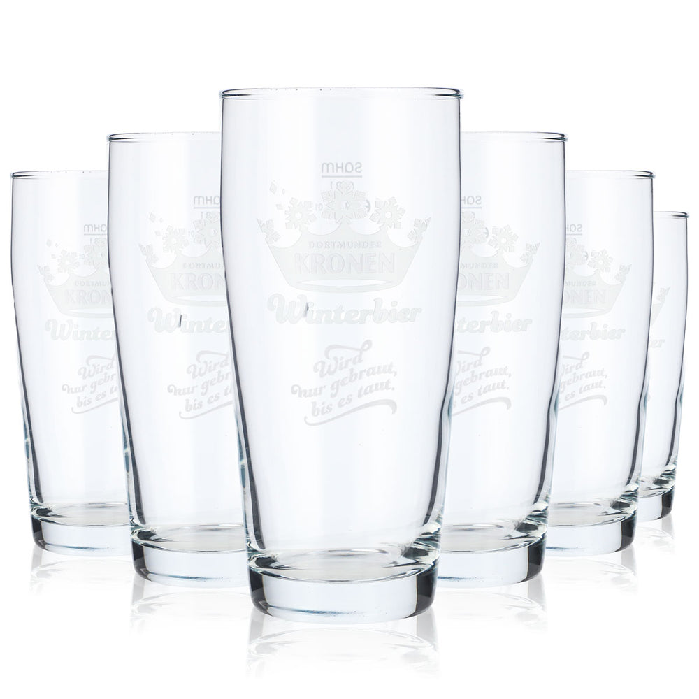 6 bicchieri da birra Dortmunder Kronen Willibecher in vetro da 0,3 l, edizione birra invernale
