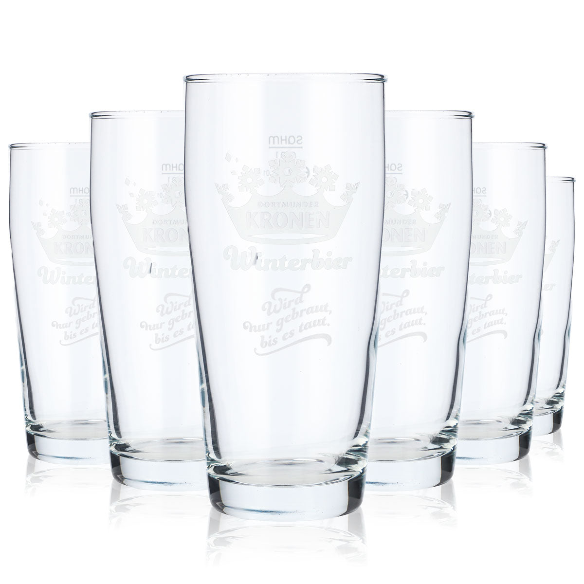 6 bicchieri da birra Dortmunder Kronen Willibecher in vetro da 0,3 l, edizione birra invernale