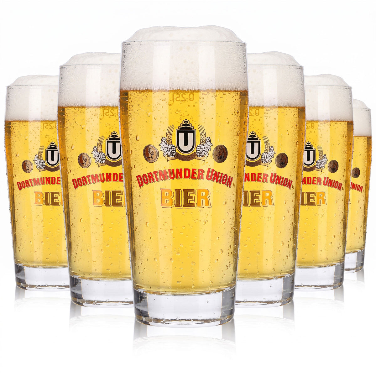 6 bicchieri da birra Dortmunder Union da 0,25 l con logo Willi in rosso (set da 6)