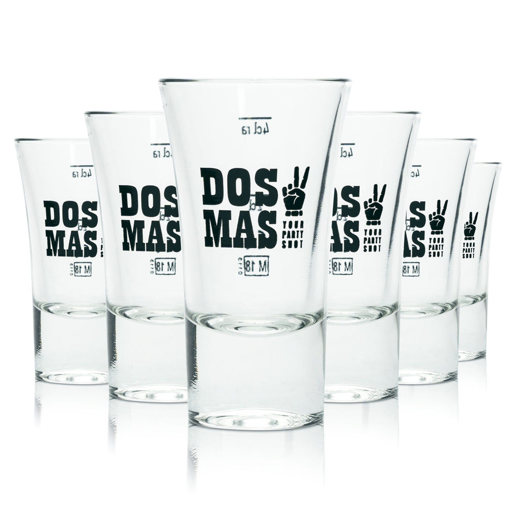 6 bicchieri Dos Mas da 4 cl per shot, bicchieri corti da bar, pub, ristoranti, feste, tequila
