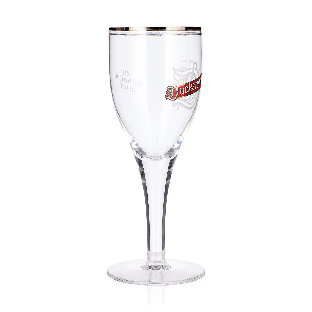 6 bicchieri da birra Duckstein da 0,2 l, forma a tulipano, bordo argentato, logo rosso (set da 6) – Vista 3