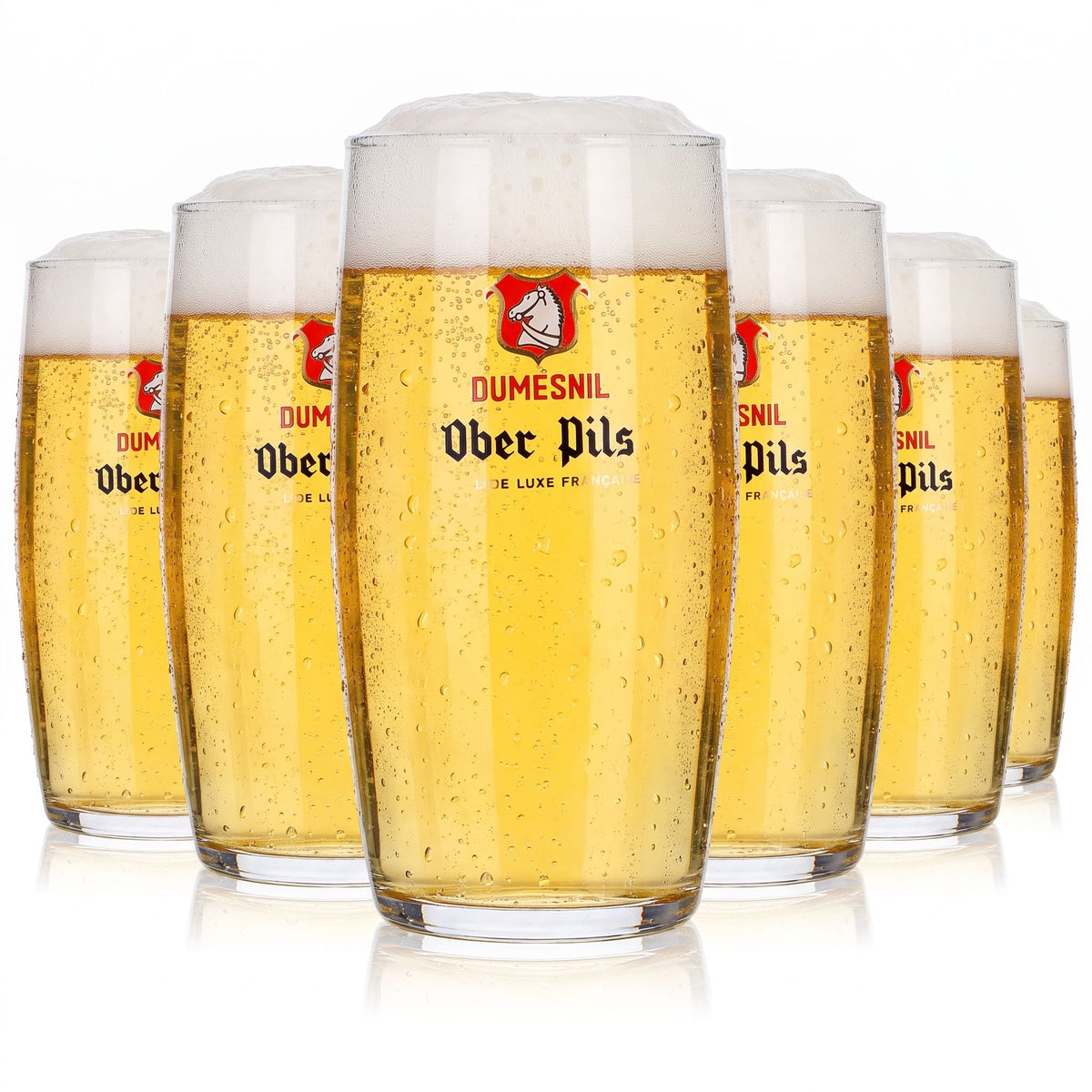 6 bicchieri da birra Dumesnil da 0,25 l, modello "Ober Pils" con logo rosso