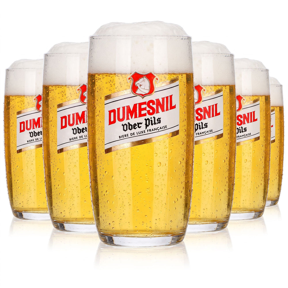 6 bicchieri da birra Dumesnil da 0,25 l, modello Ober Pils, bianco/oro, con logo
