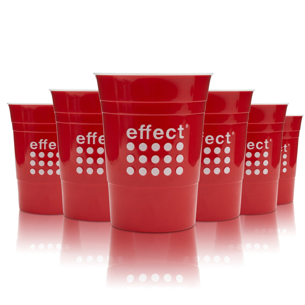 6 bicchieri riutilizzabili Effect da 0,3 l, bicchieri di plastica Red Cup, bicchieri per beer pong in plastica