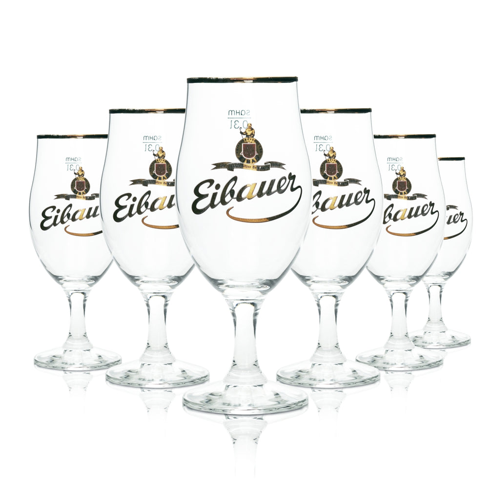 6 bicchieri da birra Eibauer 0,3 l con bordo dorato Rastal Tulipano Bicchieri da birra Pils con stelo Bar