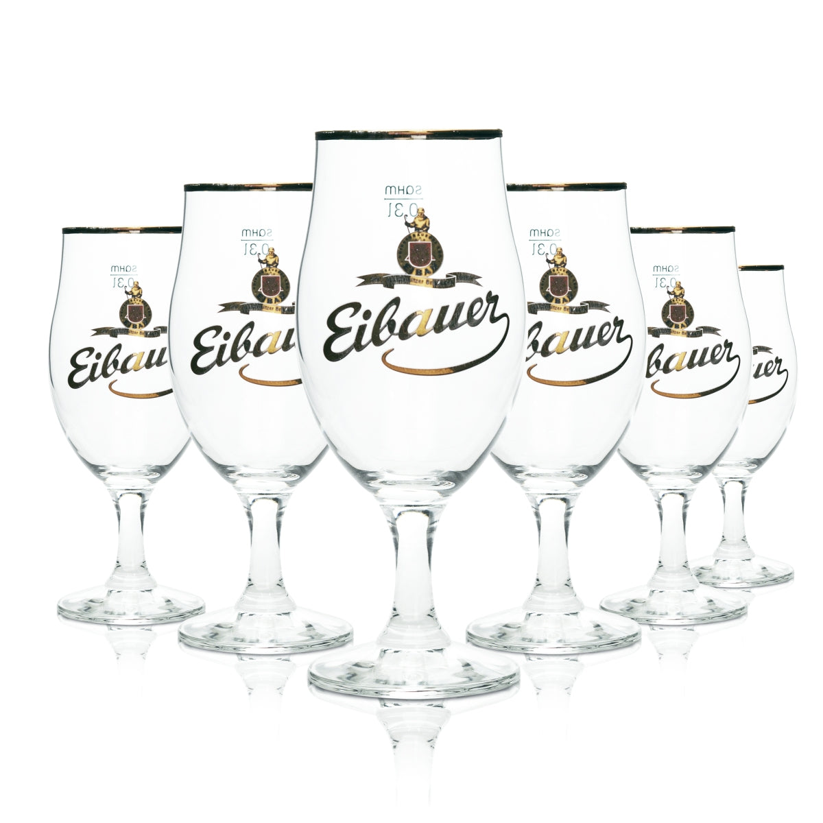 6 bicchieri da birra Eibauer 0,3 l con bordo dorato Rastal Tulipano Bicchieri da birra Pils con stelo Bar