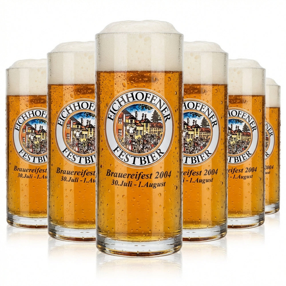6 bicchieri da birra Eichhofen Seidel Humpen 0,5 l Krug Brauereifest 2004 Rastal