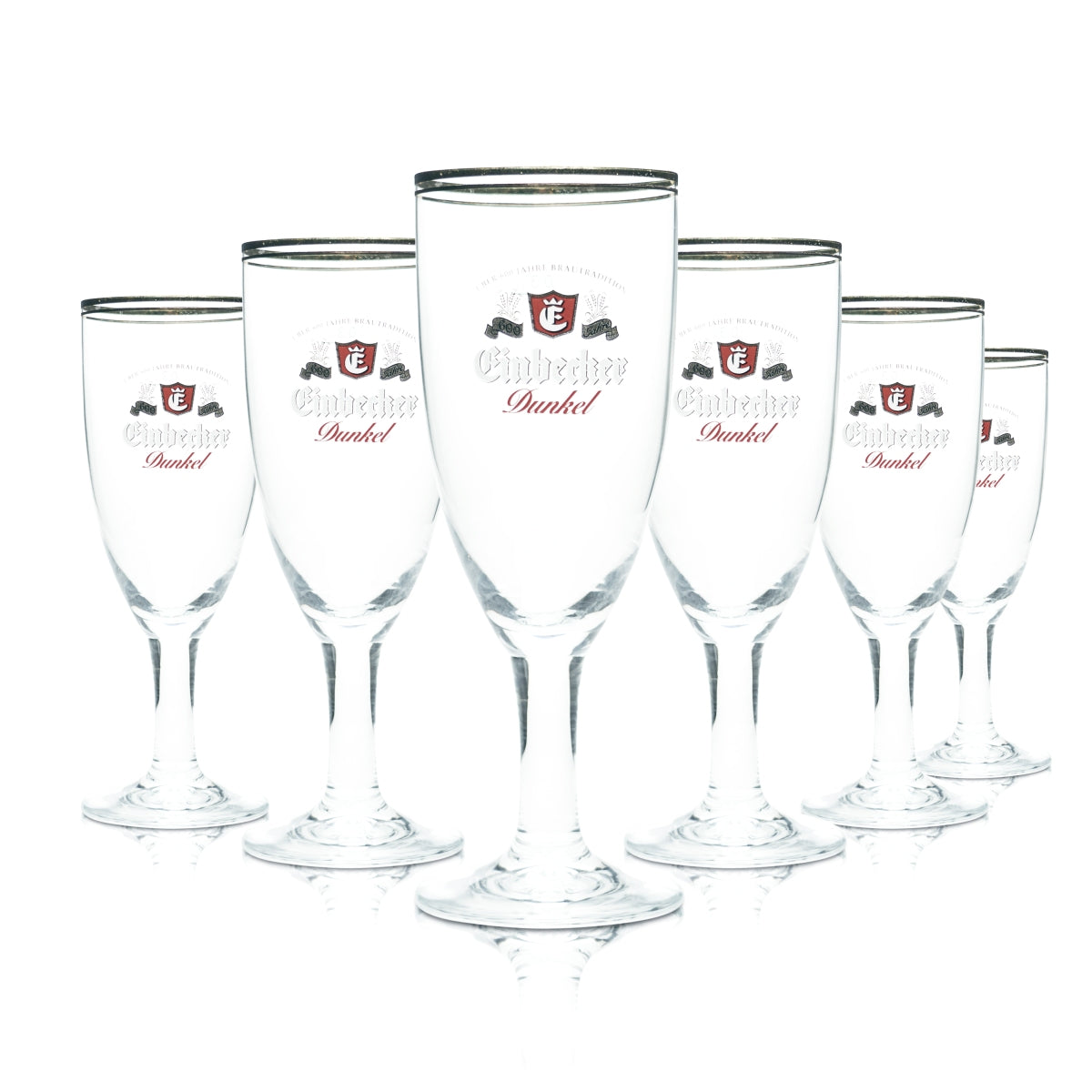 6 bicchieri da birra Einbecker 0,3 l, forma a tulipano con bordo dorato Maredsouse, bicchieri da ristorazione