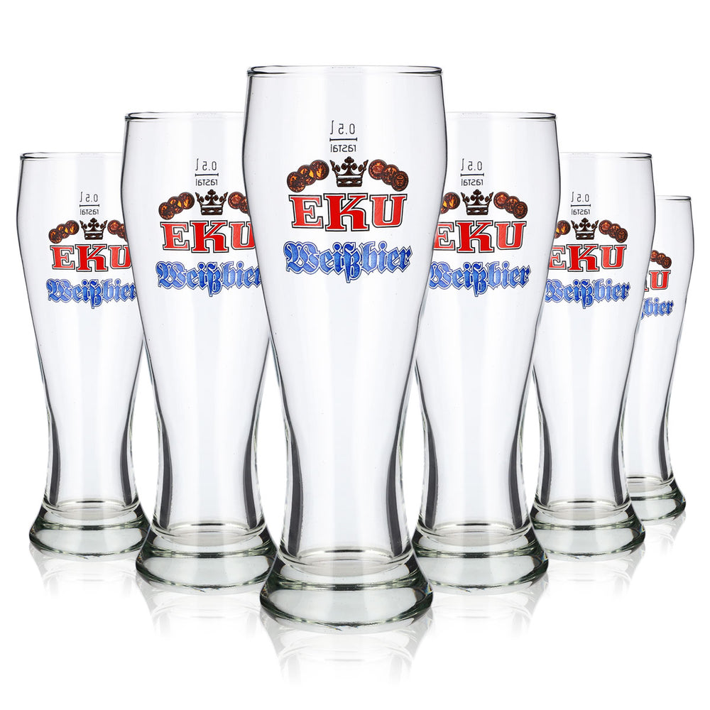 6 bicchieri da birra Eku da 0,5 l, bicchieri da birra di frumento, bicchieri da birra Rastal, bicchieri da birra di frumento con lievito