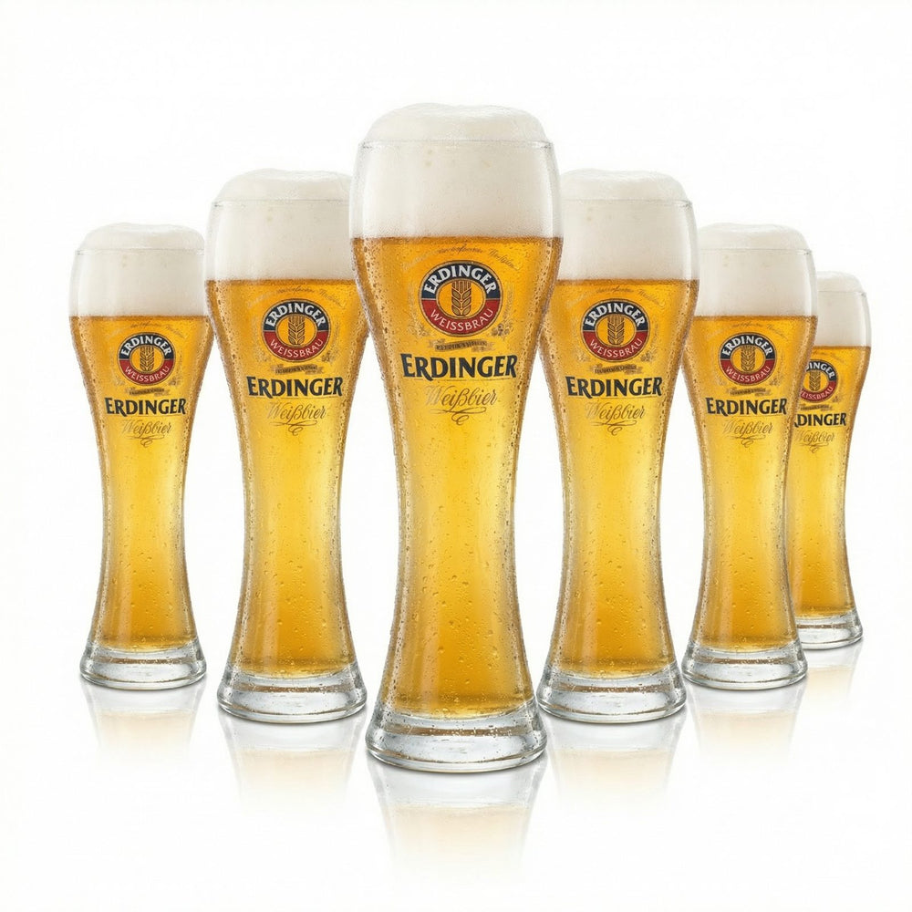 6 bicchieri da birra Erdinger da 0,5 l – Set esclusivo di bicchieri da birra bianca con linea di livello