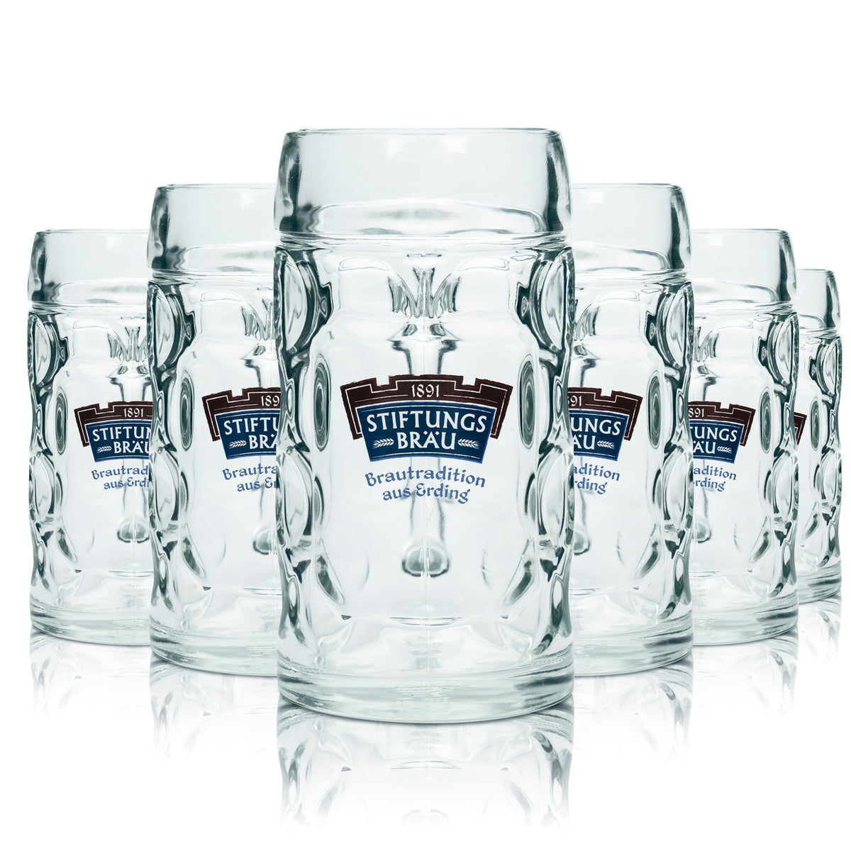 6 bicchieri da birra Erdinger da 0,5 l, birra Stiftung-Bräu Isar Seidel con manico e rilievo – Vista 5