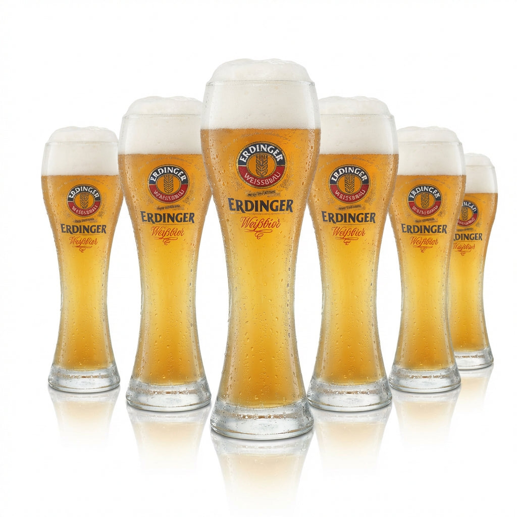 6 bicchieri Erdinger da 0,3 l per birra bianca Hefe Weizen, calibrati per uso gastronomico, Bräu Brauerei