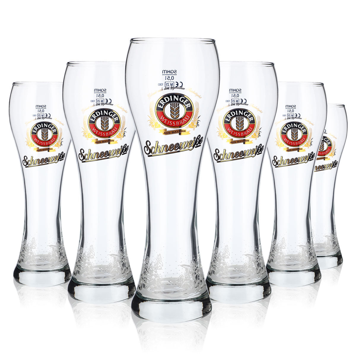 6 bicchieri da birra Erdinger Weissbräu da 0,5 l Bicchieri da birra Bicchiere da birra bianca "Schneeweiße" – Vista 3