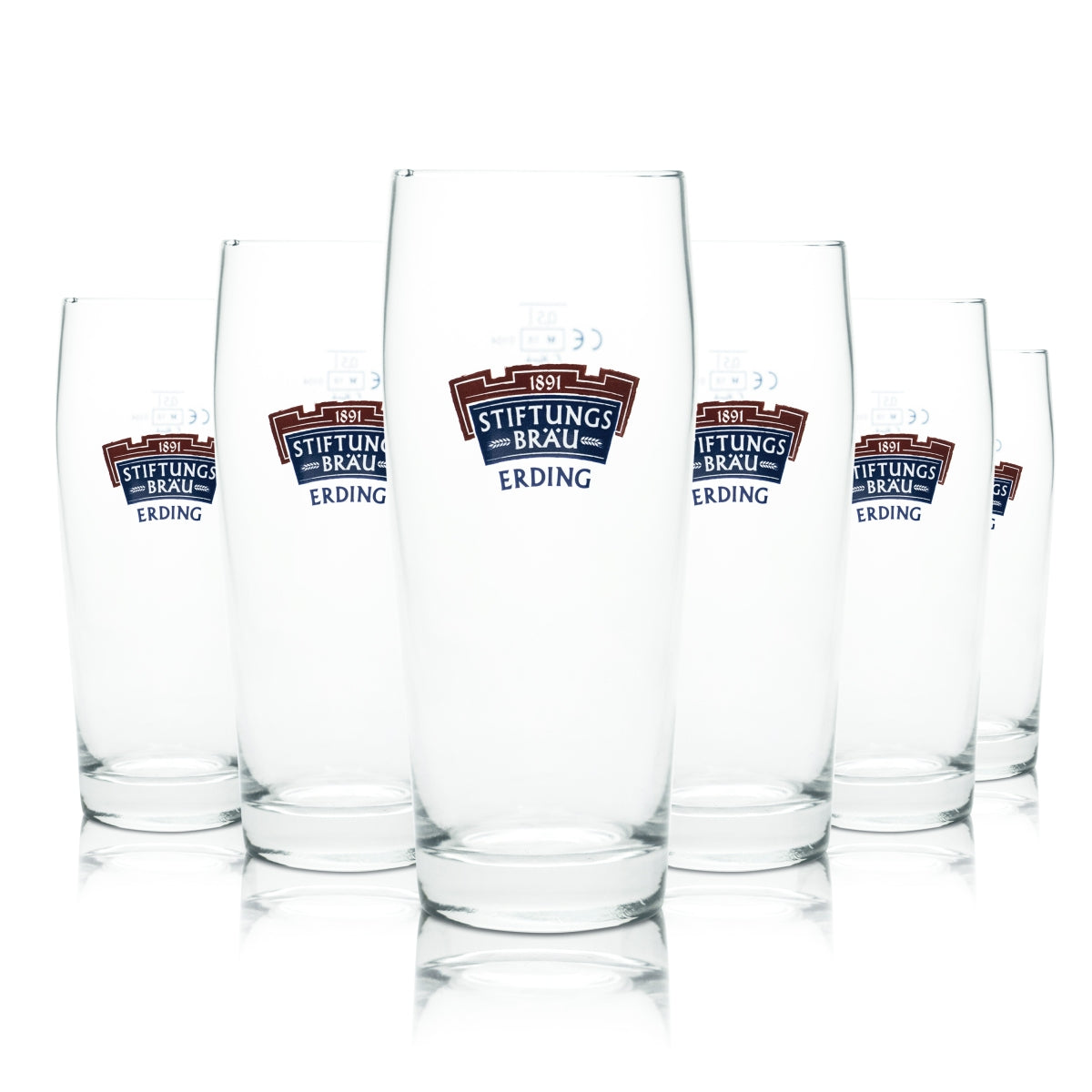 6 bicchieri da birra Erdinger Weissbräu 0,5 l Stiftungsbräu Birra Bicchieri Birrificio Baviera