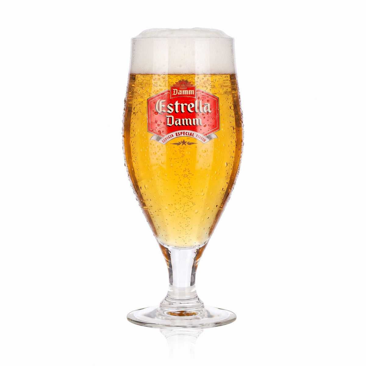 6 bicchieri da birra Estrella Damm da 0,25 l, modello a coppa, Cerveza Especial Pilsen, logo rosso – Vista 2