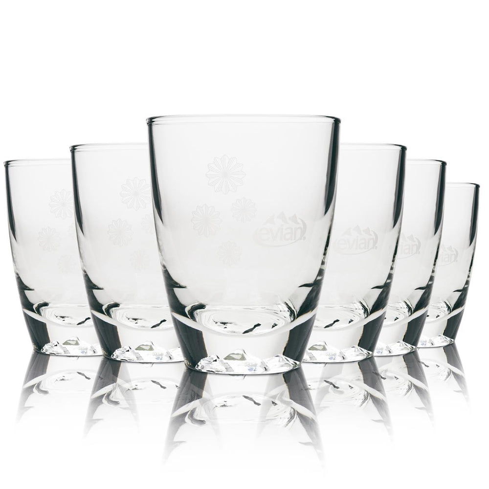 6 bicchieri tumbler Evian con albero sul fondo