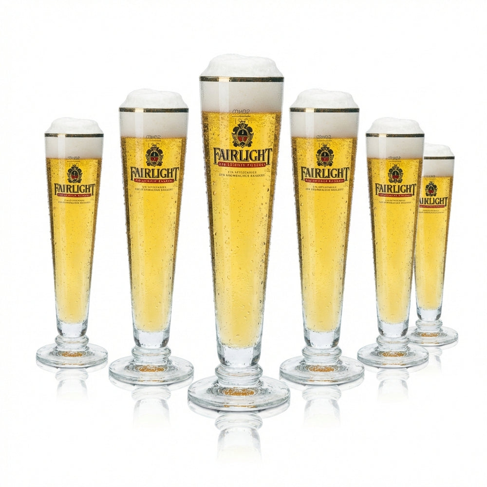 6 bicchieri da birra Fairlight 0,2 l a forma di coppa con bordo dorato, bicchieri da bar Gatro Kneipe Pils Brau