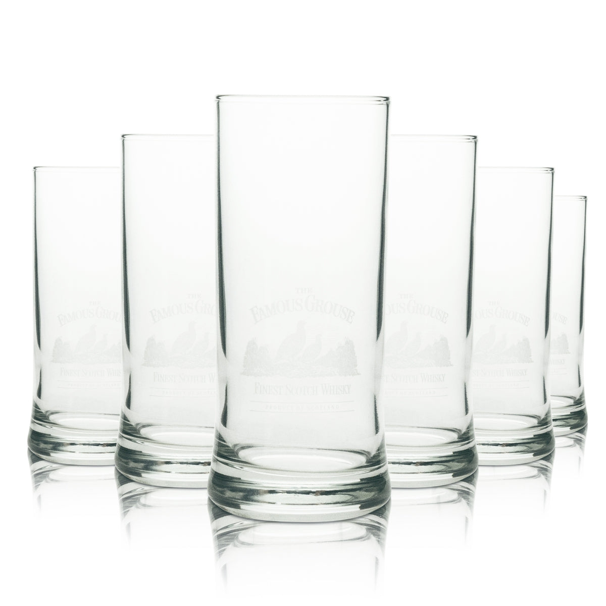 6 bicchieri da whisky Famous Grouse con logo bianco e oche