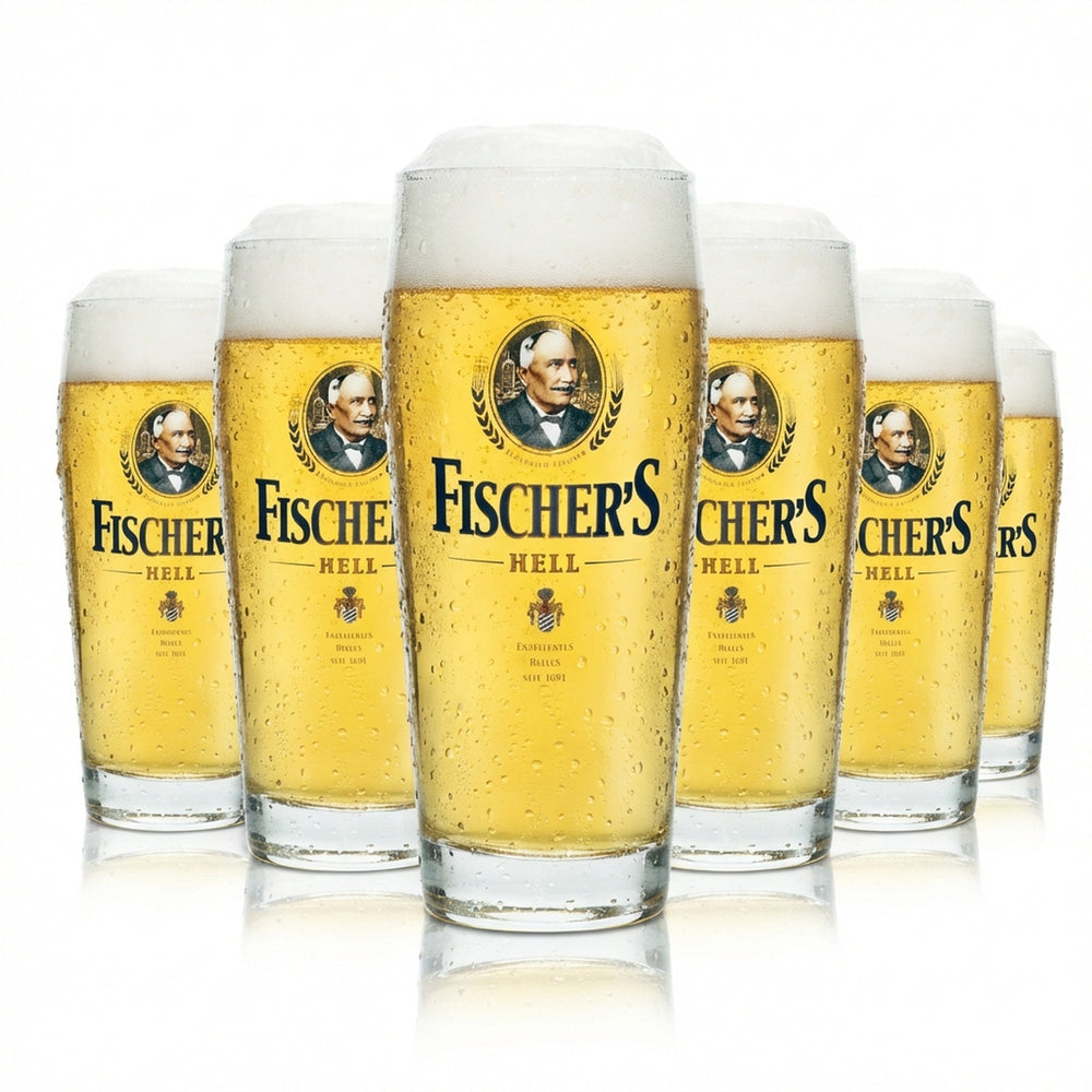 6 bicchieri da birra Fischer 0,5 l bicchiere chiaro Sahm Willi bicchieri Pils Pokal Tulpe Beer