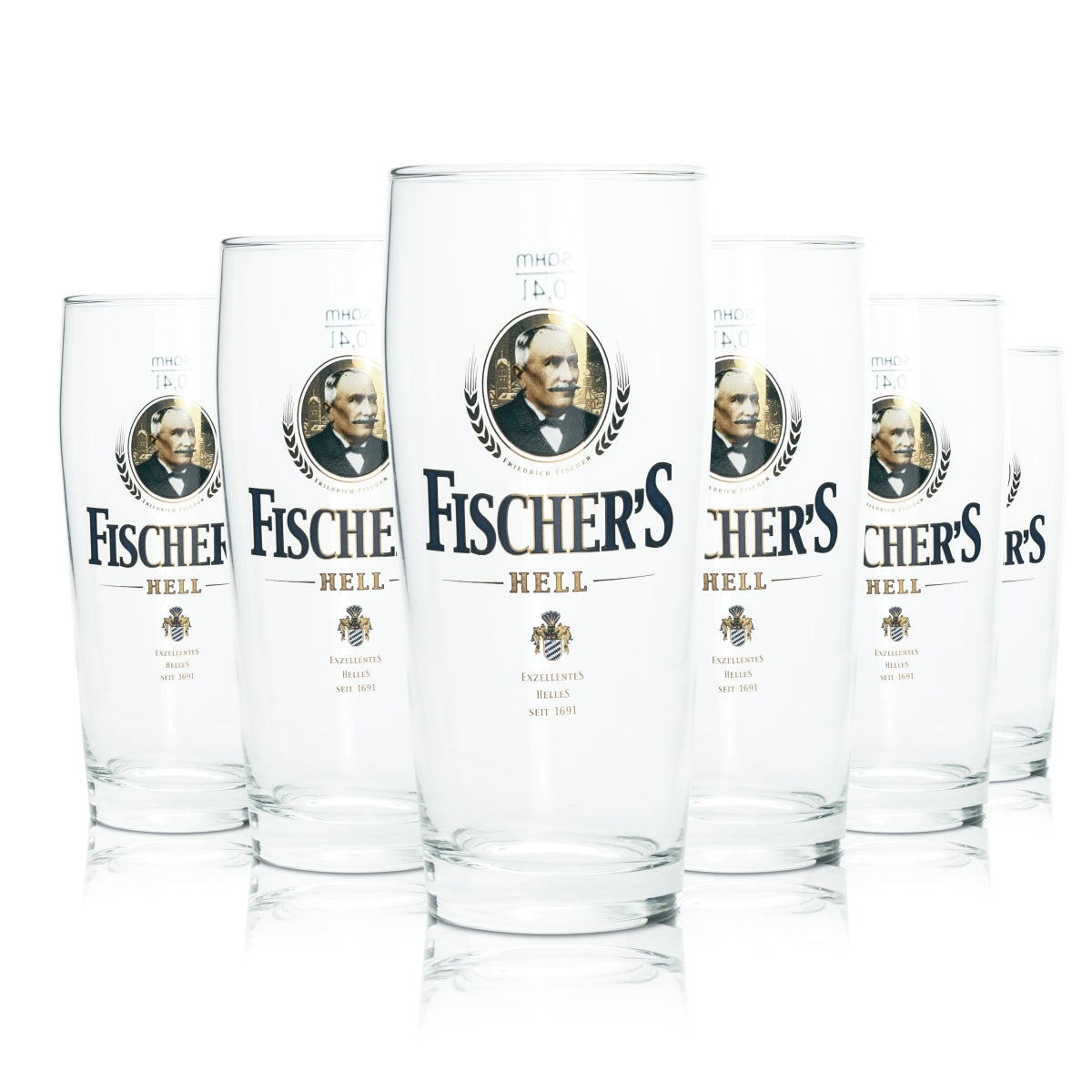 6 bicchieri Fischer 0,4 l Willy Becher Bicchieri da birra chiara Calibrati Gastronomia Birrificio