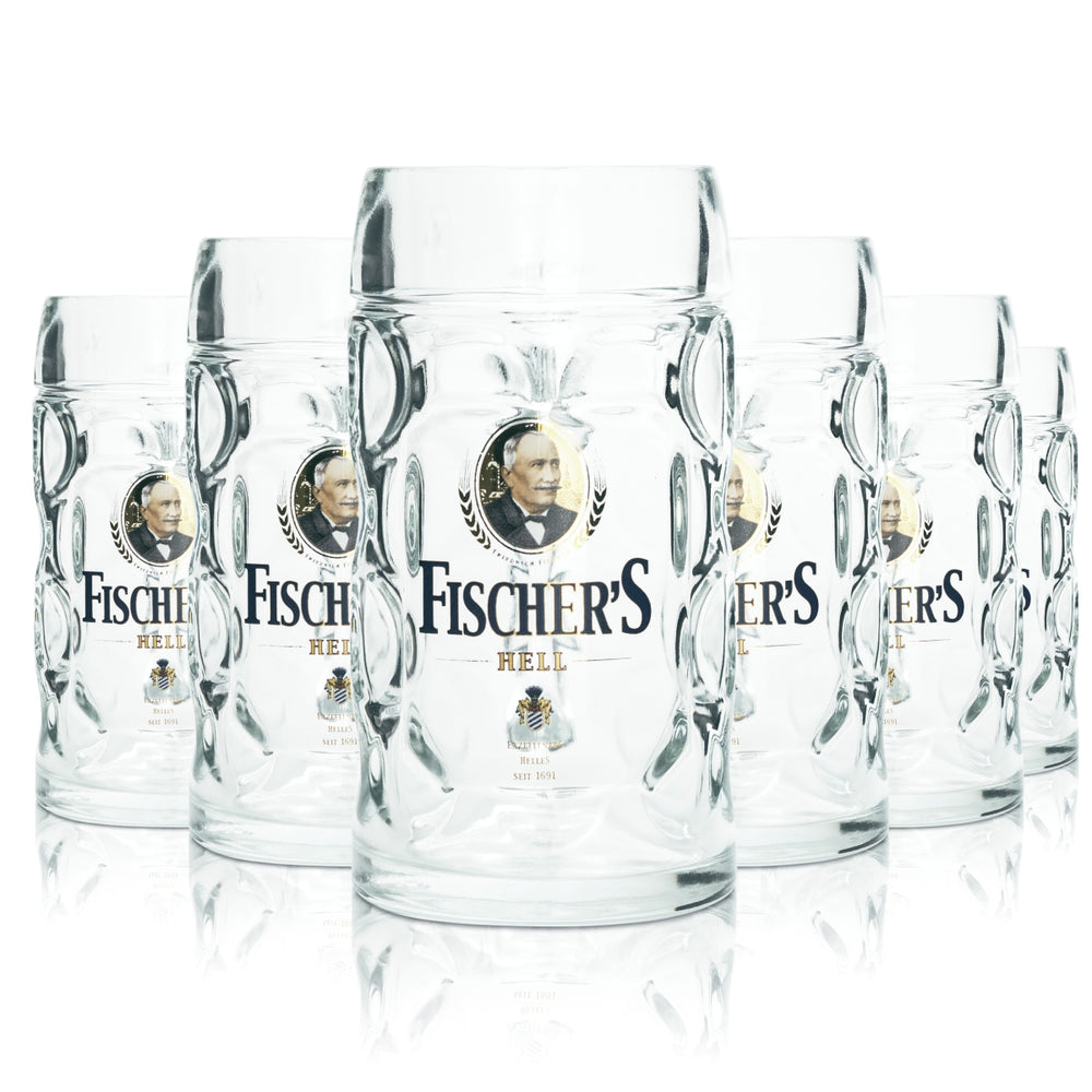 6 bicchieri da birra Fischer 0,5 l boccale Humpen Seidel birra chiara calibrato Pils