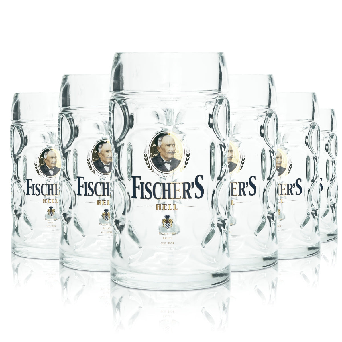 6 bicchieri da birra Fischer 0,5 l boccale Humpen Seidel birra chiara calibrato Pils