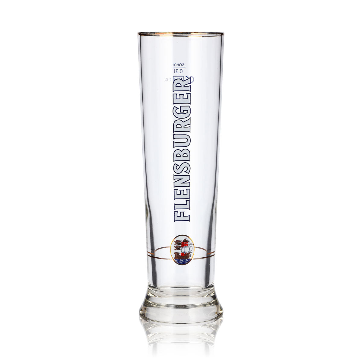 6 bicchieri da birra Flensburger da 0,3 l, a forma di coppa, con bordo dorato e effetto crema – Vista 2