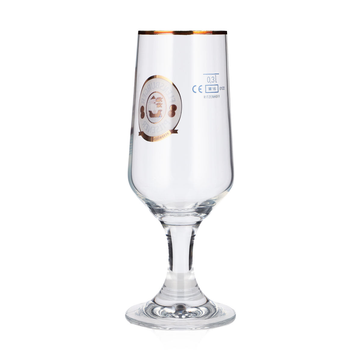 6 bicchieri da birra Flensburger da 0,3 l, forma a tulipano, con logo dorato e coppa Ritzenhoff – Vista 4