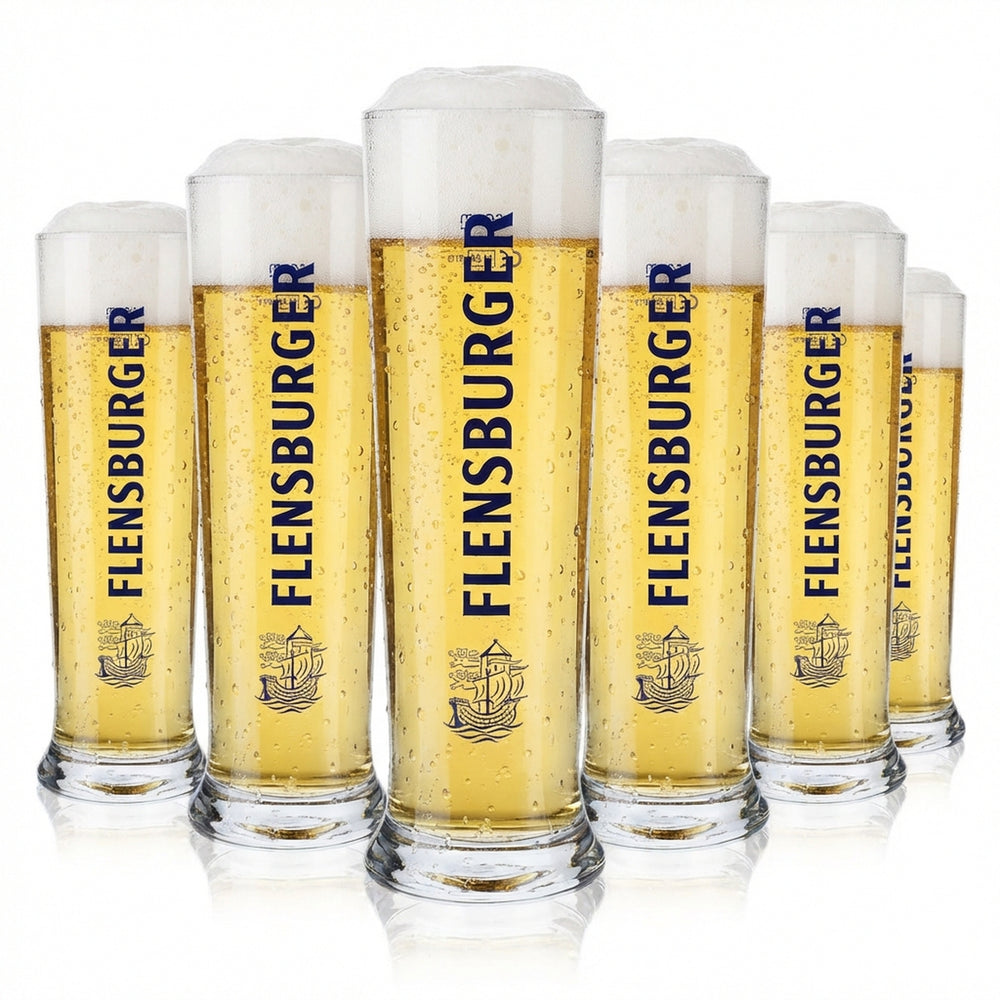 6 bicchieri da birra Flensburger da 0,5 l Bicchieri da birra Bicchiere da birra Tazza blu Scritta Vancouver