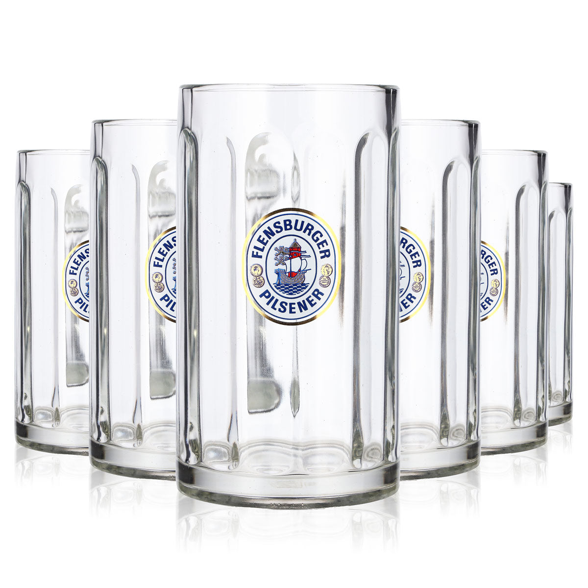 6 bicchieri da birra Flensburger da 0,5 l con logo della nave Rastal
