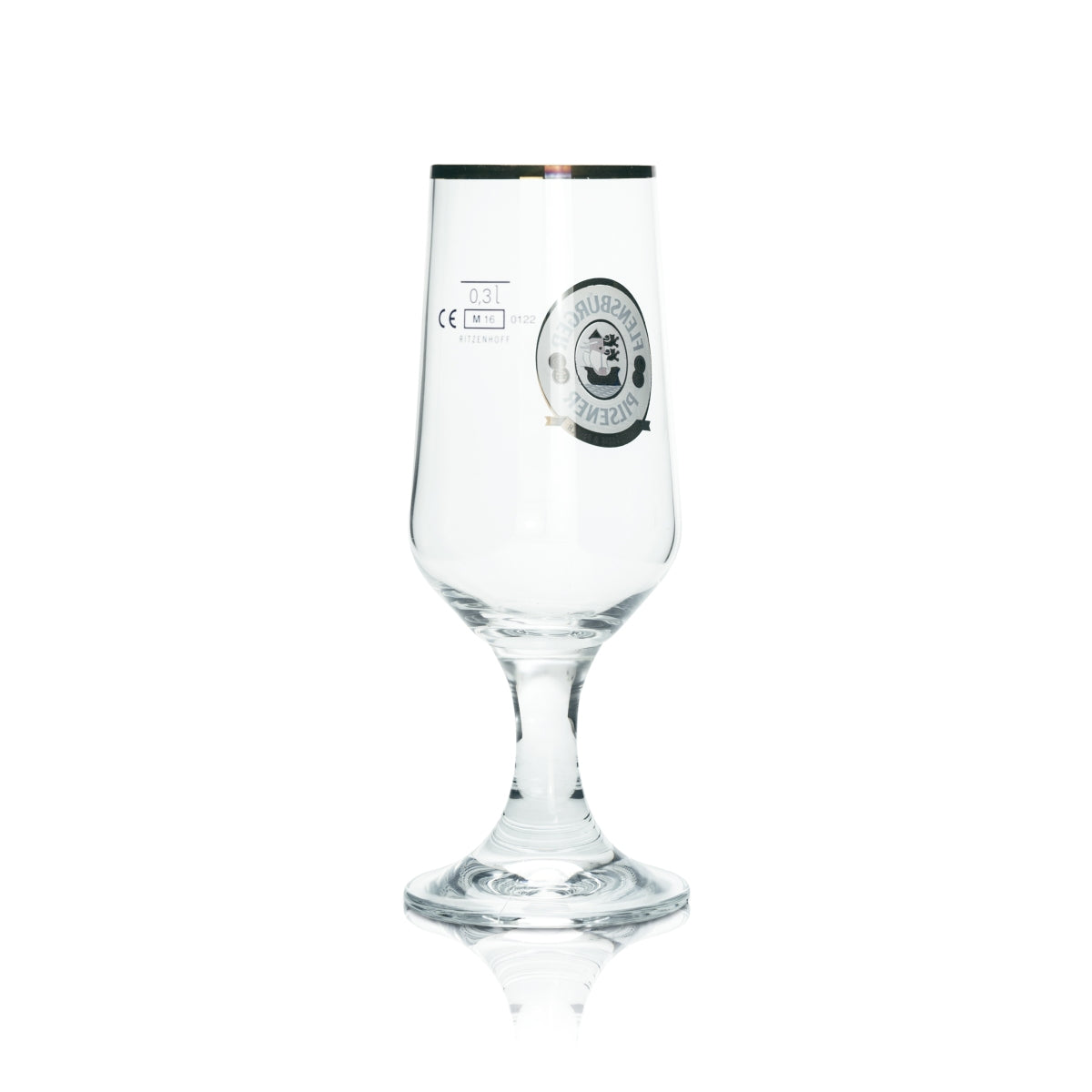 6 bicchieri Flensburger da 0,3 l a forma di tulipano con bordo dorato, calibrati, per uso gastronomico, birra Pils – Vista 6