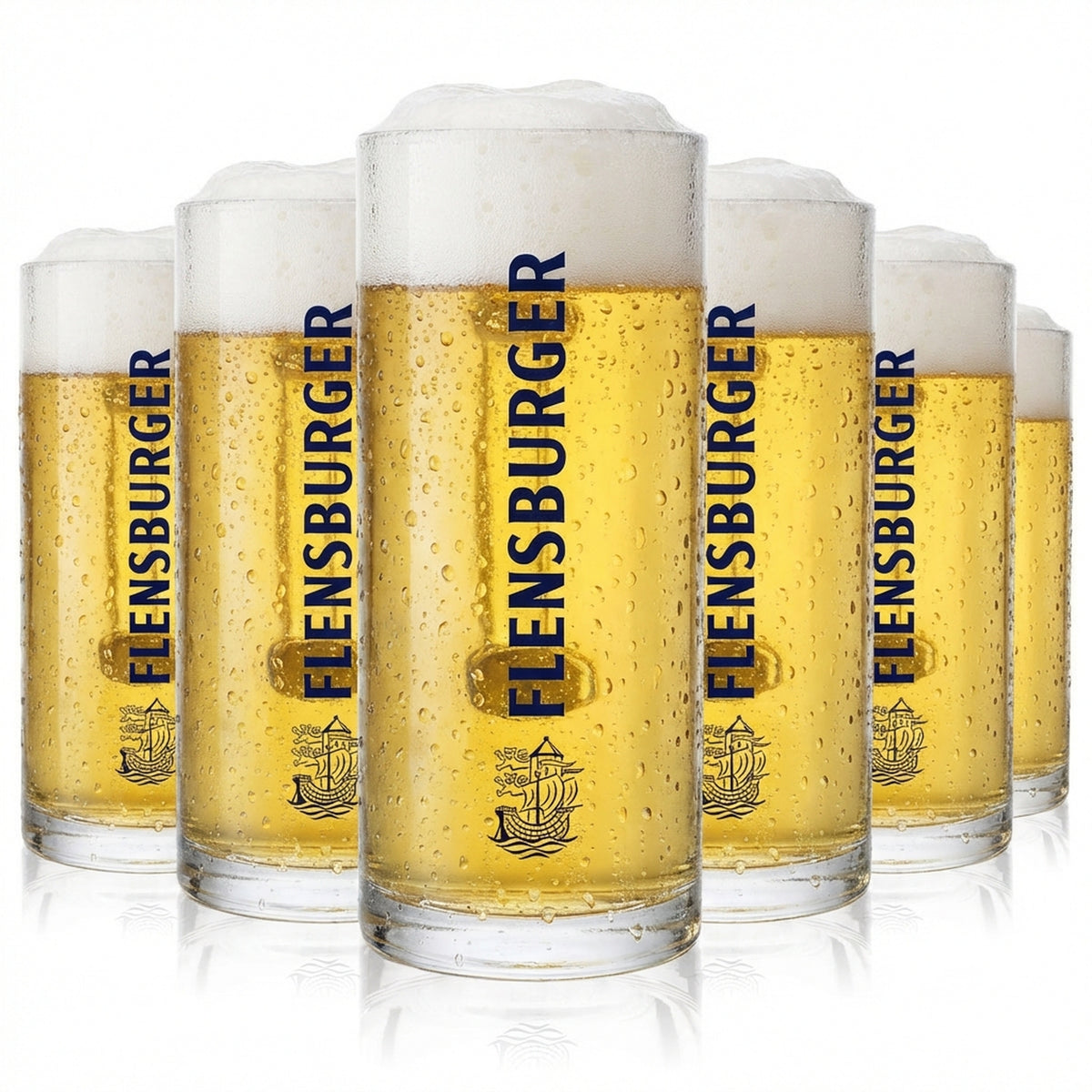 6 bicchieri da birra Flensburger Pilsener Glas Bierseidel Bicchiere da birra 0,4 l Brocca Rastal