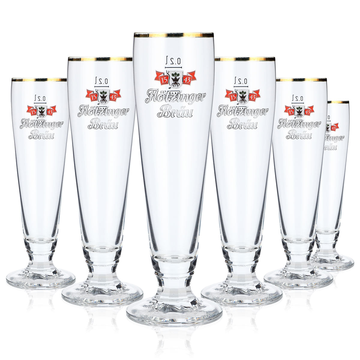6 bicchieri da birra Flötzinger 0,2 l con bordo dorato – Vista 5