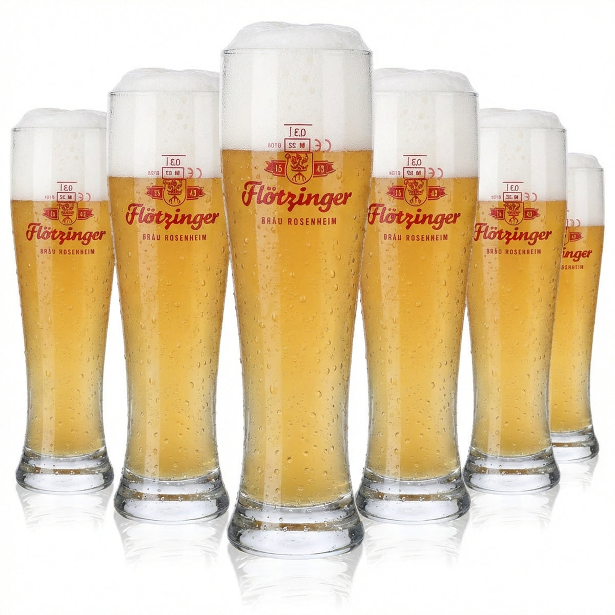 6 bicchieri da birra Flötzinger Bicchieri da birra 0,3 l Bicchiere da birra di frumento Logo rosso