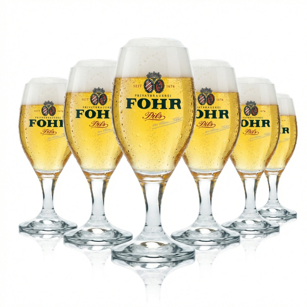 6 bicchieri da birra Fohr 0,2 l, forma a tulipano, birrificio, gastronomia, bar, birra Pils