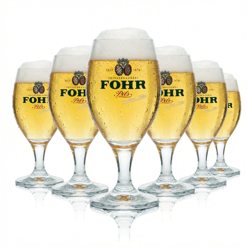 6 bicchieri da birra Fohr 0,3 l, forma a tulipano, birrificio, gastronomia, bar, birra Pils