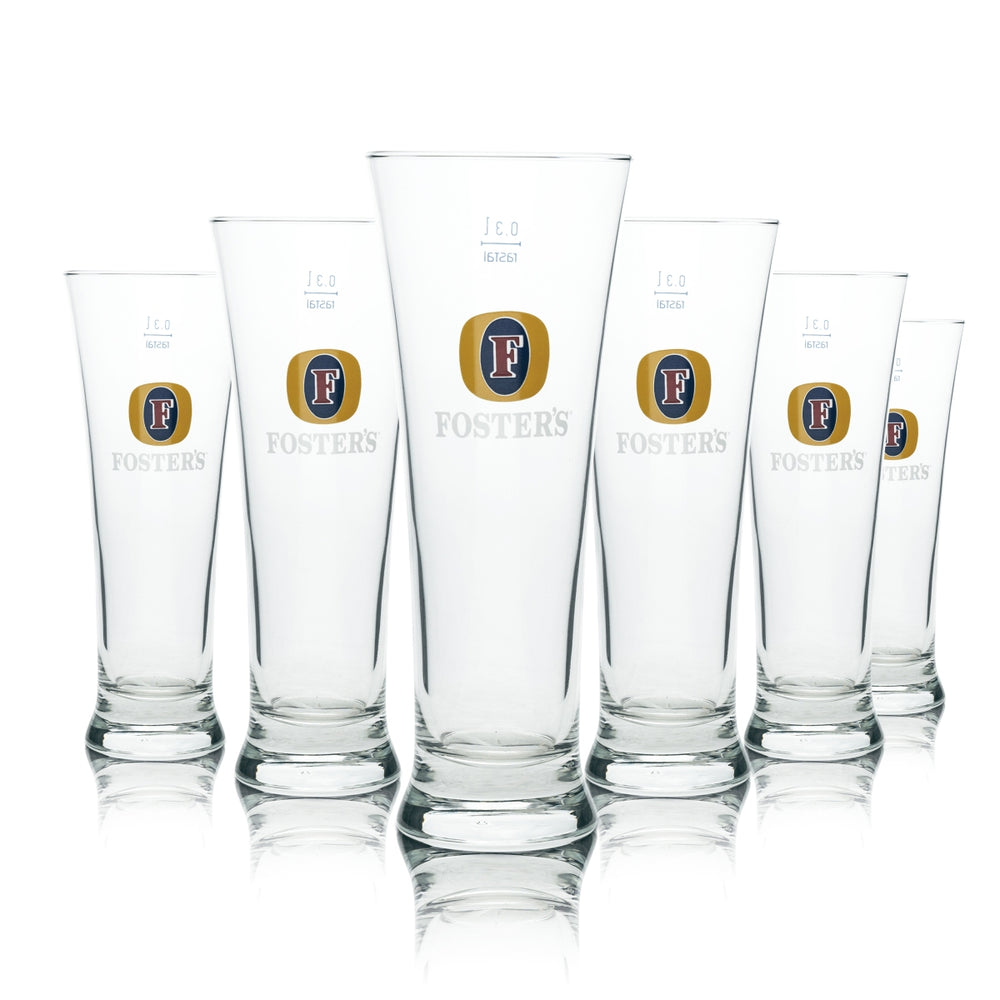 6x bicchieri da birra Fosters 0,3 l Beer Cup Australia Gastro Rovere Calibrate